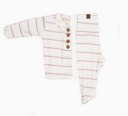 Top + Bottom Set - Rose Stripe