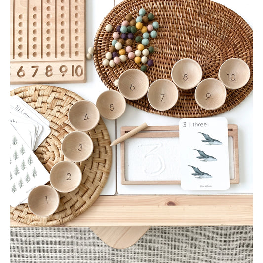 Wood Counting Bowls with Felt Balls